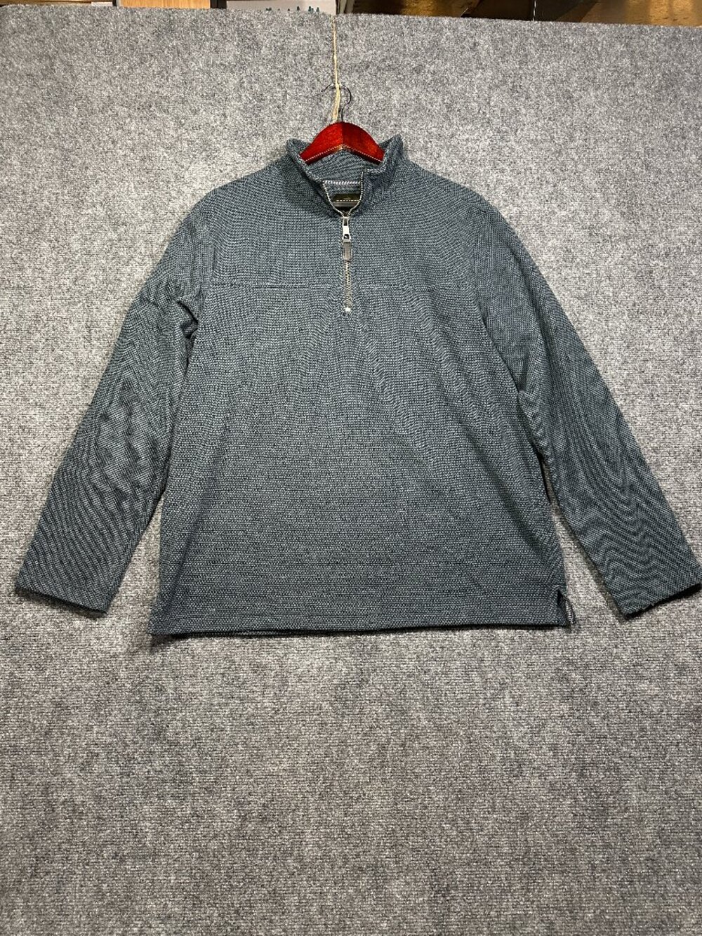 Redmond Sweater Mens Medium 1/4 Zip Blue Textured Knit Pullover Long Sleeve